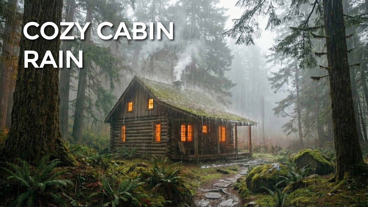 1 Hour Rain in Forest Cabin | Cozy Nature Ambience for Deep Sleep and Relaxation