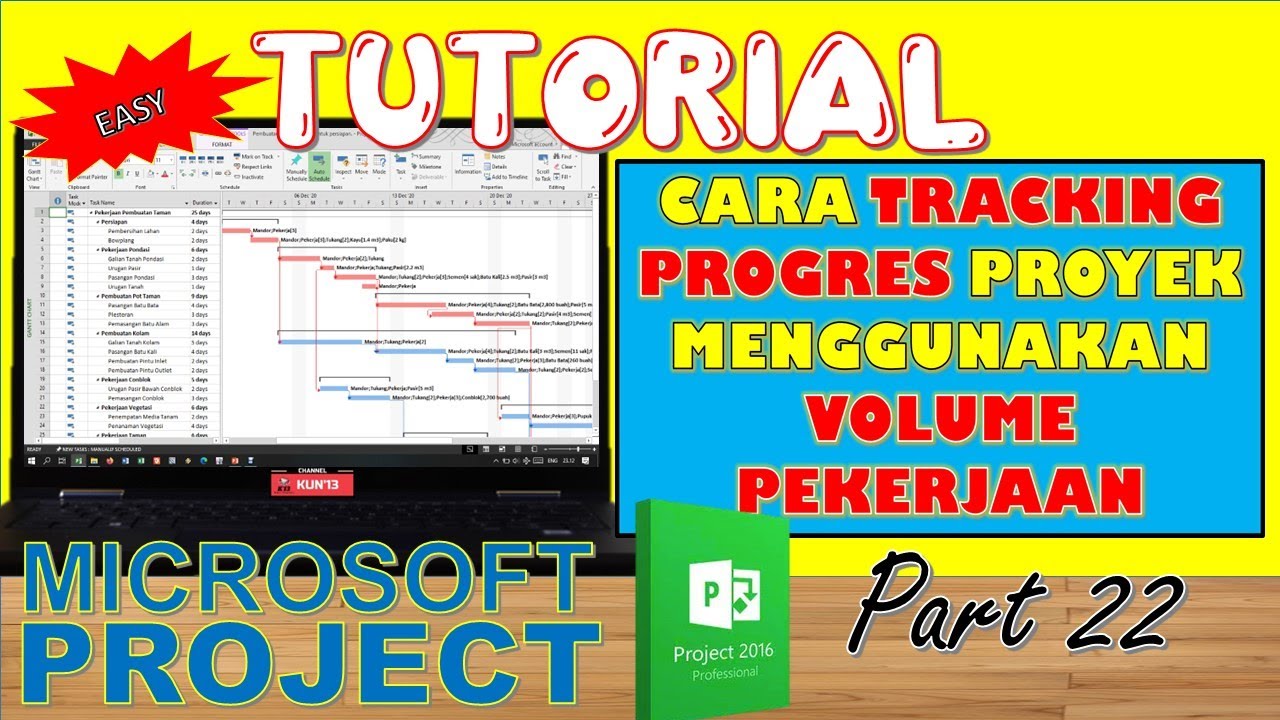 Tutorial Microsoft Project part 22 - CARA TRACKING PROGRES PROYEK MENGGUNAKAN VOLUME PEKERJAAN PADA