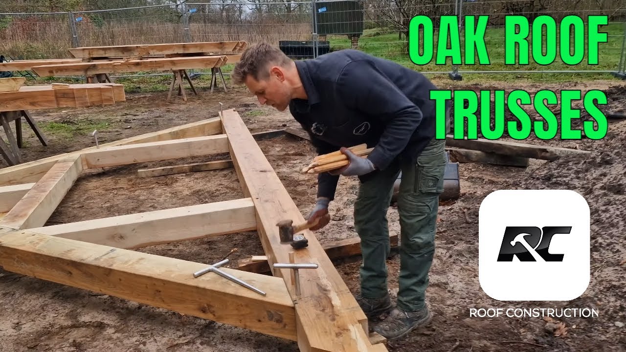 Building A Big Garage With Oak Roof Trusses - Ground Assembly Tutorial. Episode 10