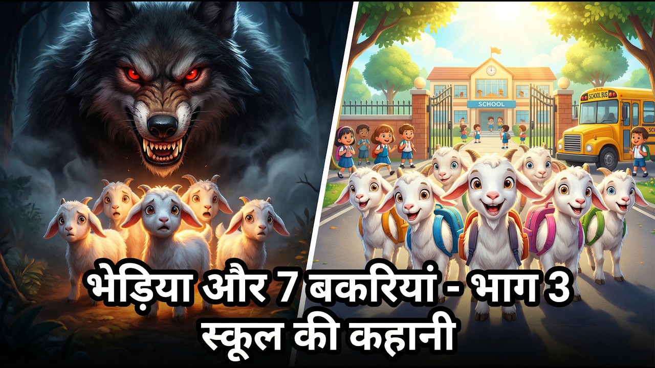 The Bad Wolf & Seven Little Goats 3 | Back to school | Tales in Hindi | बच्चों की नयी हिंदी कहानियाँ