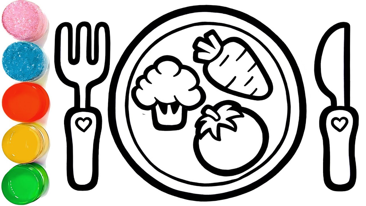 Vegetable Plate Drawing, Painting and Coloring for Kids & Toddlers | How to Draw Paint Easy