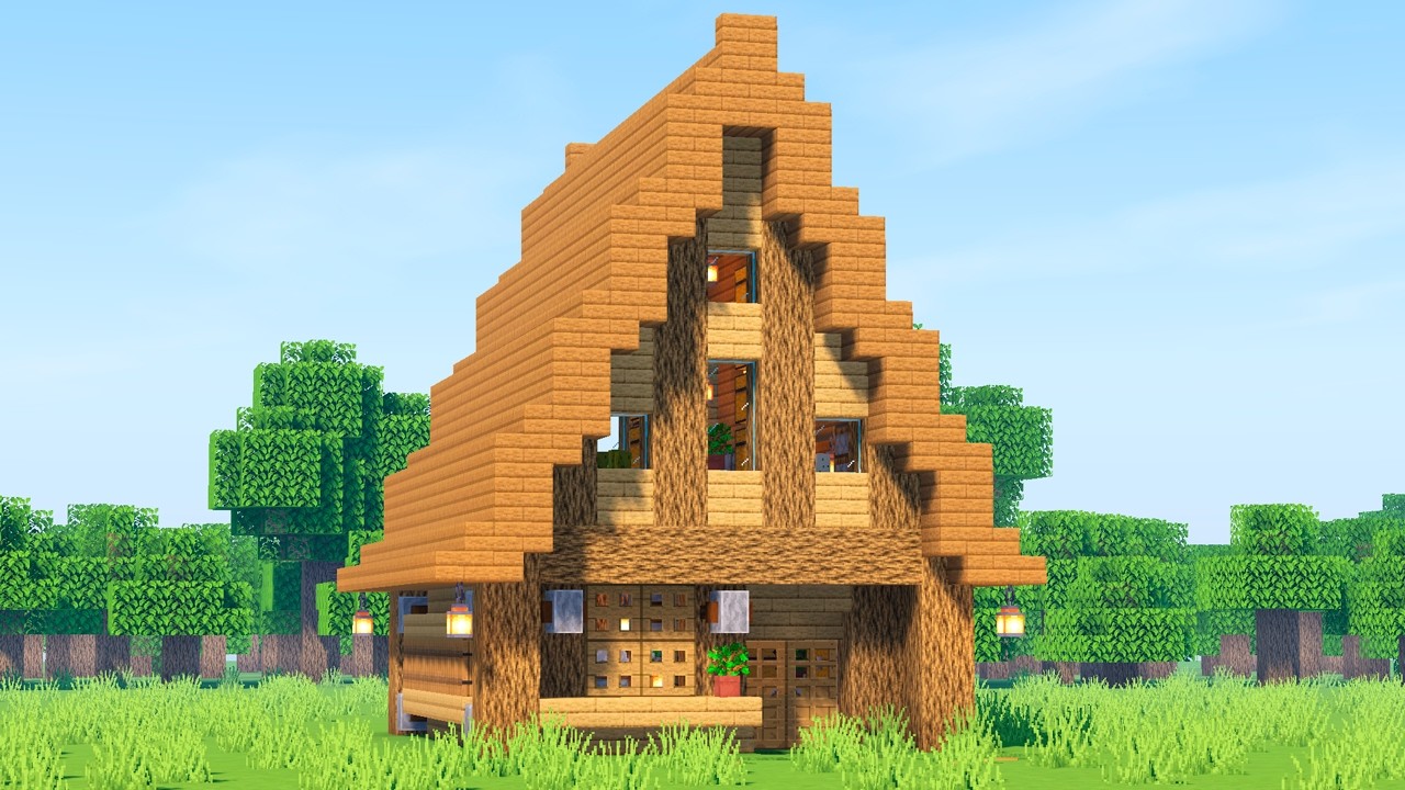 Большой дом для выживания в Minecraft - Как построить деревянный дом Майнкрафт