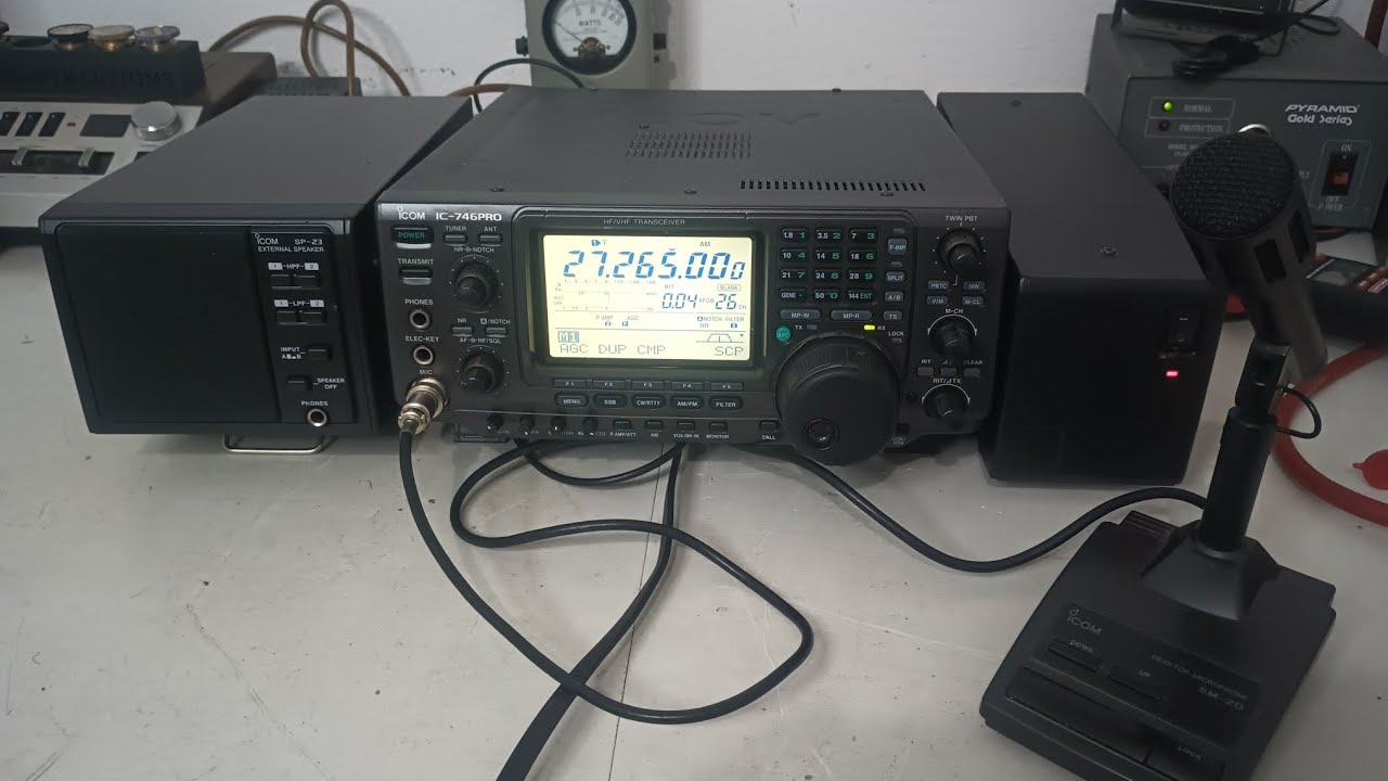 Icom 746 Pro HF Rig with SP-23 Speaker, SM-20 Microphone, PS-125 Power Supply
