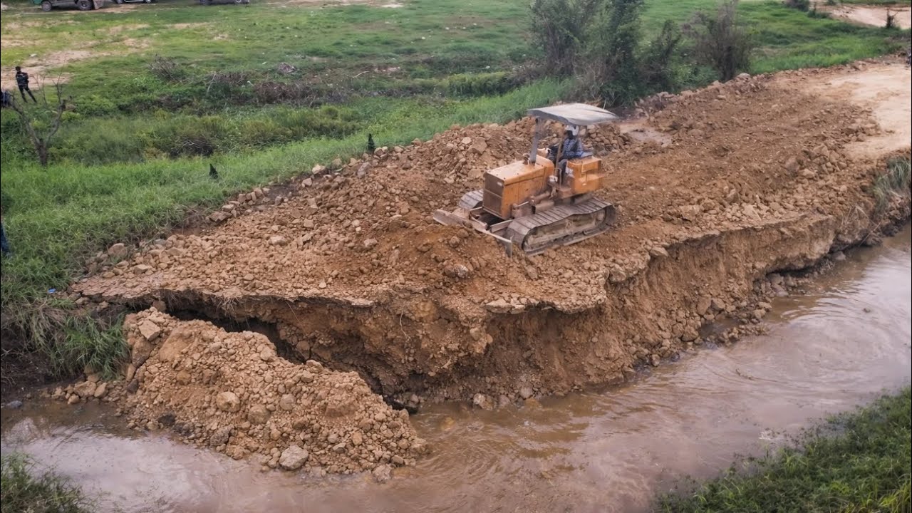 Last Ep!!! SMALL Dozer Pushing Soil Filling Land With 5T Dump Trucks