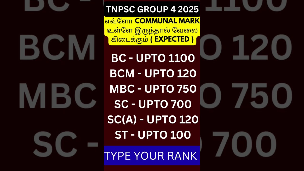 TNPSC GROUP 4 EXPECTED RANK TO GET JOB 2025 #tnpsc #group4 #tnpscgroup4 #group4updates #group4cutoff