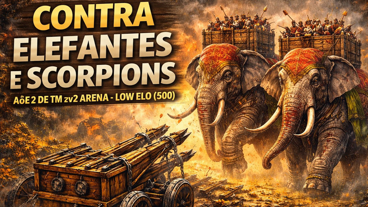 Contra elefantes e scorpions - AoE2 DE TM 2v2 Arena - Low ELO (500) - Jogo completo 🇵🇹