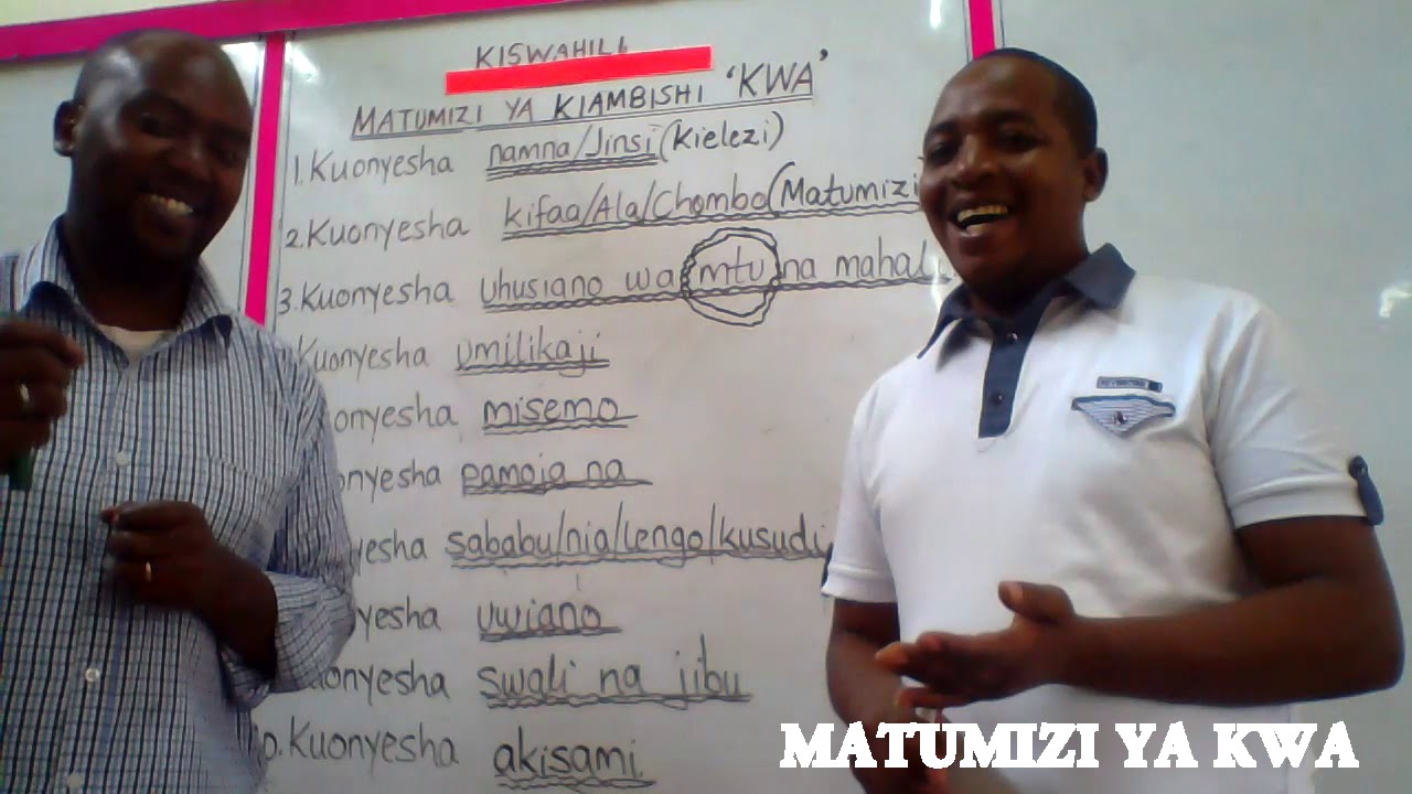 MATUMIZI YA KWA  Learn  Kiswahili