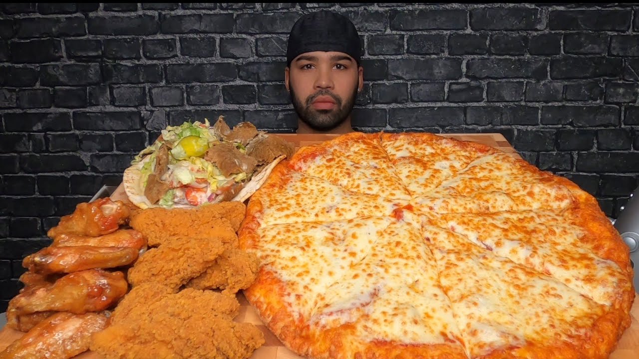 (ASMR NO TALKING) PIZZA, CHICKEN, DONAIR MUKBANG