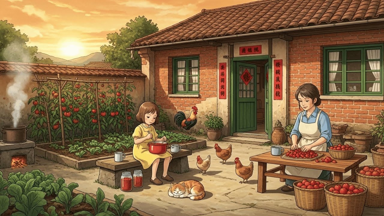 Harving Strawberry and Make Strawberry Shortcake | Cozy Moments | Ghibli Style Video