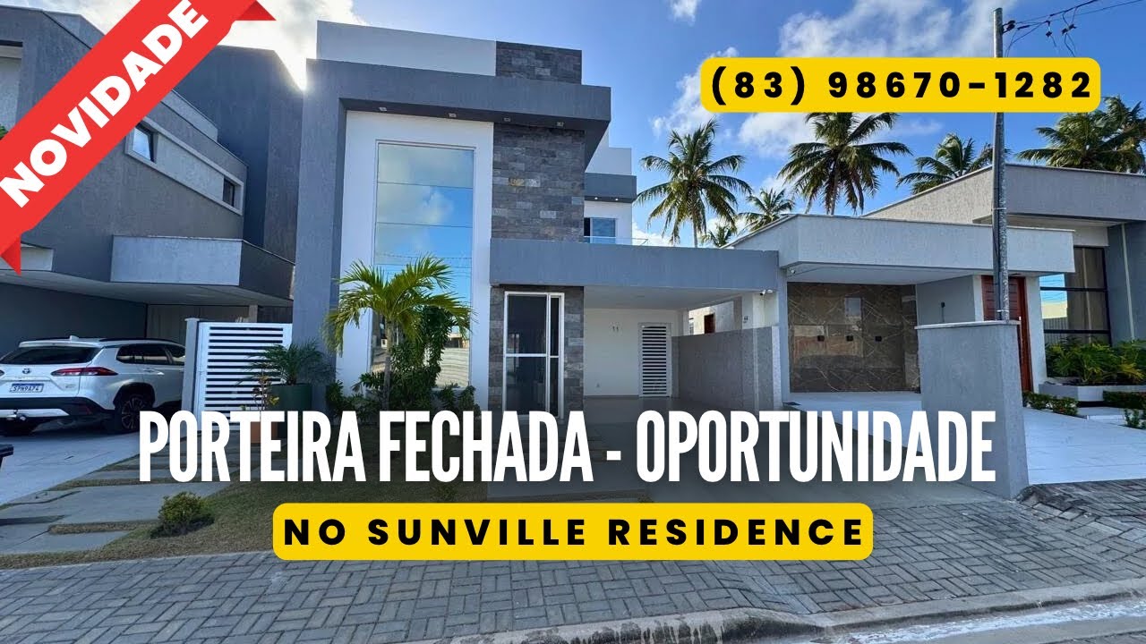 🟢PORTEIRA FECHADA CASA DUPLEX NO SUNVILLE RESIDENCE - CONDOMÍNIO EM JOÃO PESSOA - R$1.050.000,00