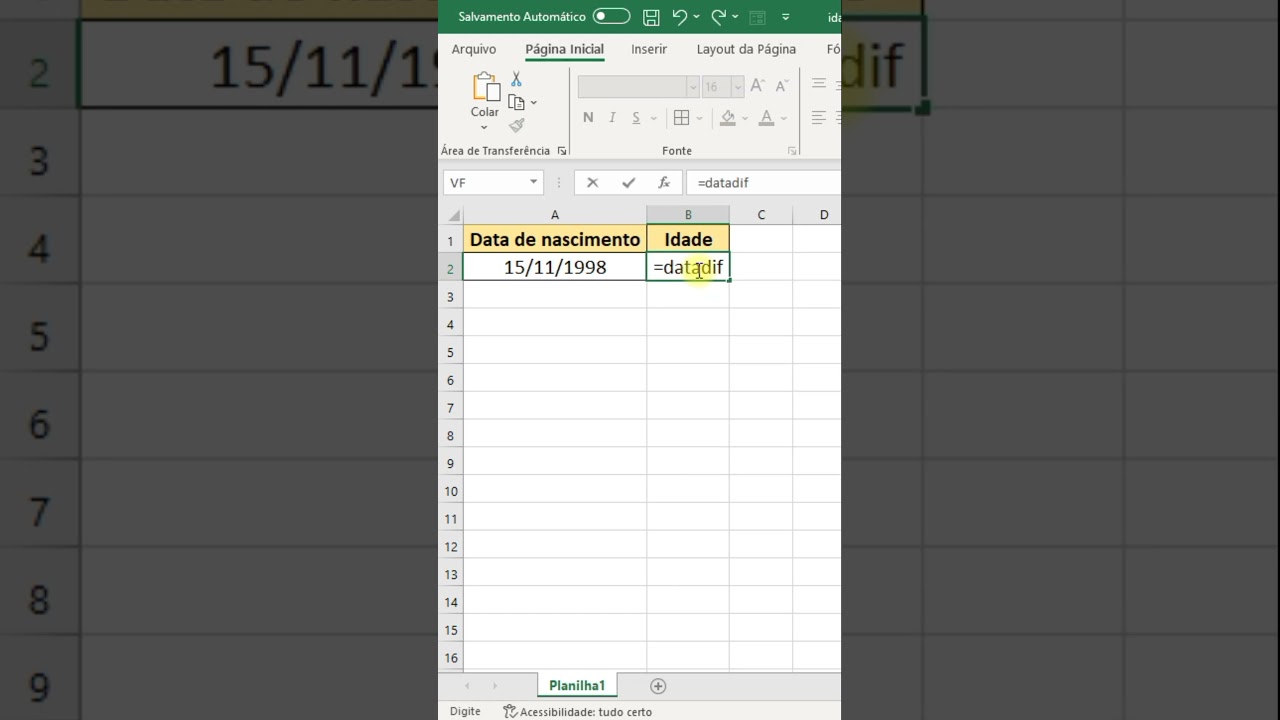 Como Calcular a Idade no Excel Passo a Passo