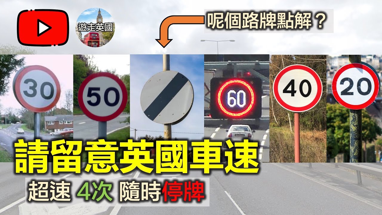 【請留意英國車速】超速4次隨時停牌? 仲有個香港無嘅路牌 | 超速罰幾多分? | 英里vs公里 [附字幕及目錄]