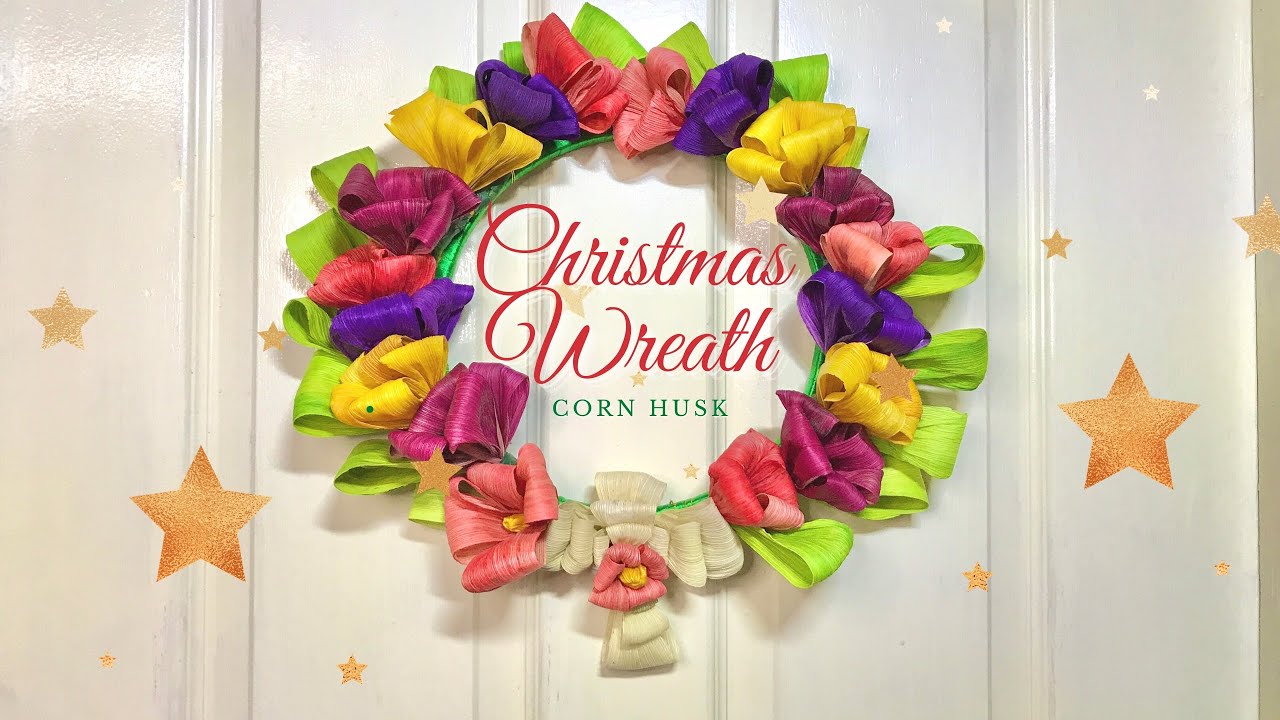 Christmas Wreath | Corn Husk Christmas Wreath | Corn Husk Flowers