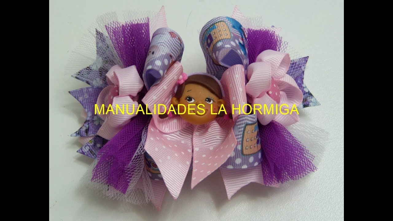 COMO HACER LAZO  BOUTIQUE CON TUL  🌸🎀 Flores de listón Gros tutorial, Moños Motivo Dra. Juguetes