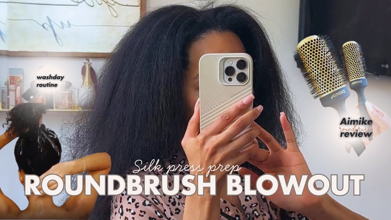 Round Brush Blowout on Natural Hair | Silk Press Blowout