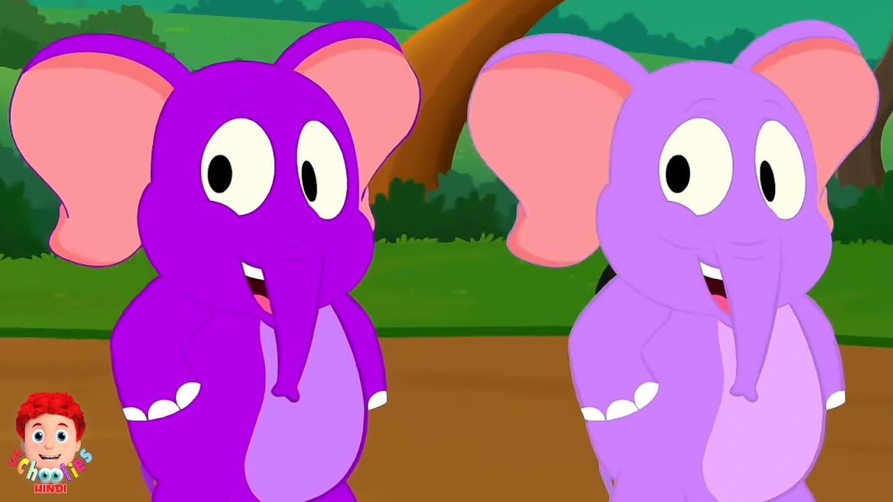 Ek Mota Hathi In Purple Color, एक मोटा हाथी, Chuhiya Rani, Popular Rhymes For Children In Hindi