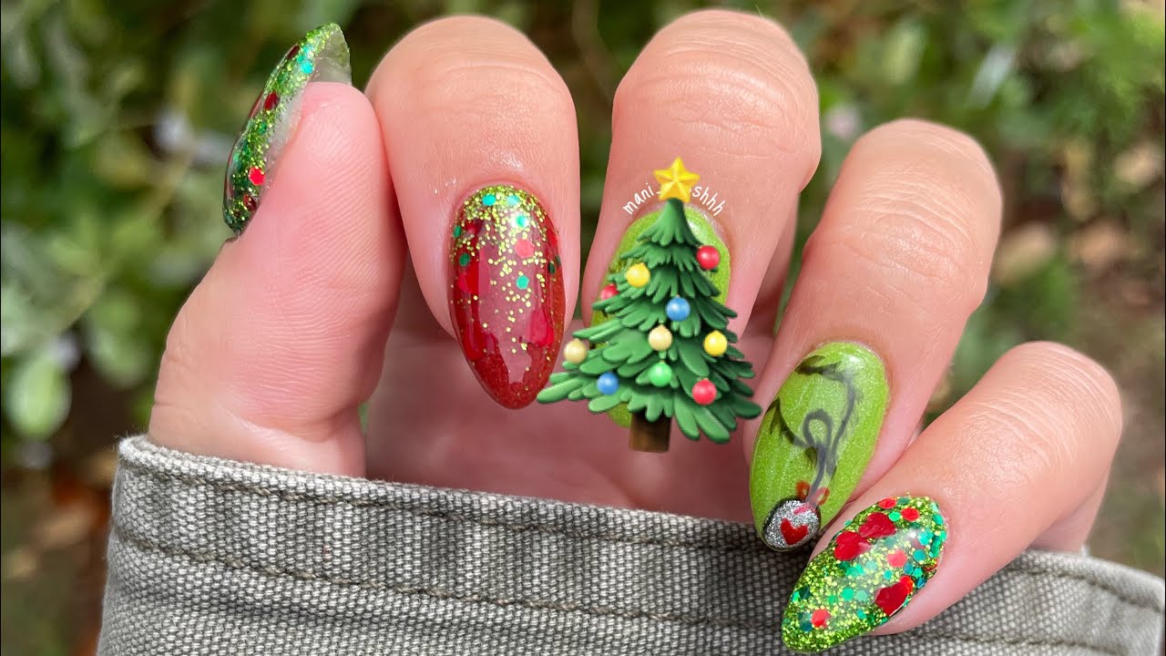 Christmas FAIL 😂 Grinch Nail Art - Did Not Go The Way I Wanted It To!! - MANI BOSS DIP POWDER!!