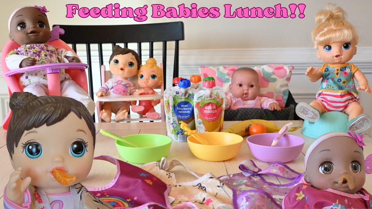 Feeding Baby Alive Friends REAL Baby Food For Lunch! Baby Doll Fun and Pretend Play!