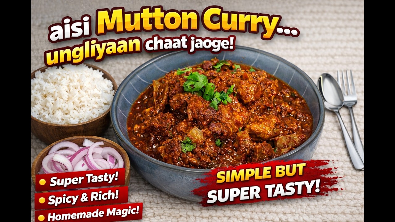 1 चम्मच तेल में मटन करी | Low Oil Mutton Curry | FoodFlavor Recipe