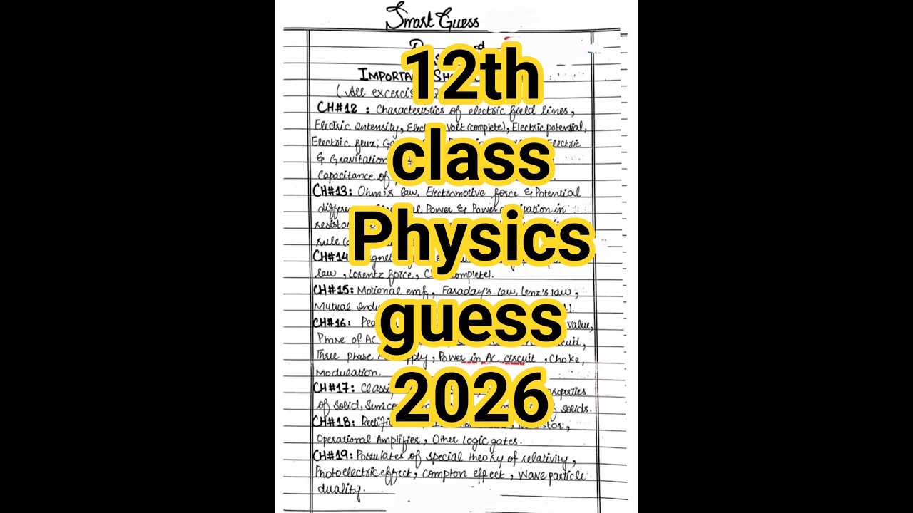 12th class physics smart guess 2025 | 2nd year physics guess 2025