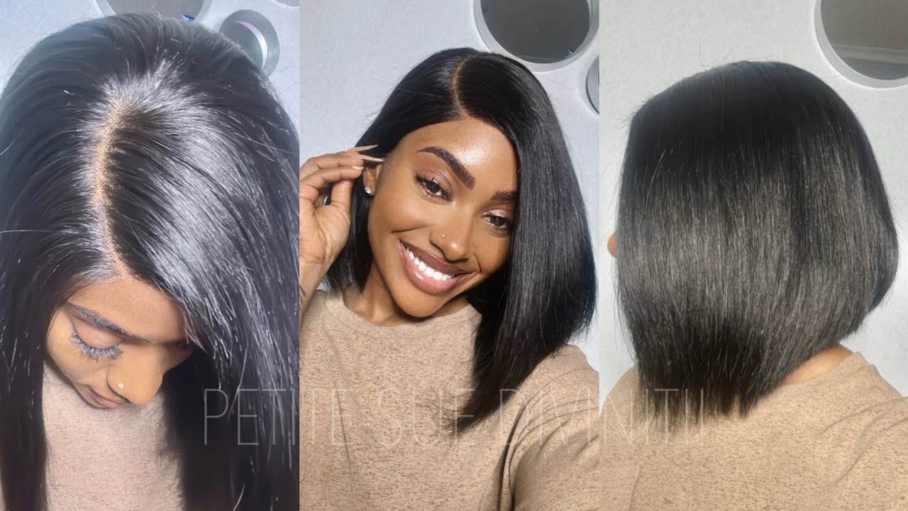 SUPER EASY SIDE PART GLUELESS BOB INSTALL... only 2 minutes! ft. Luvme Hair | PETITE-SUE DIVINITII