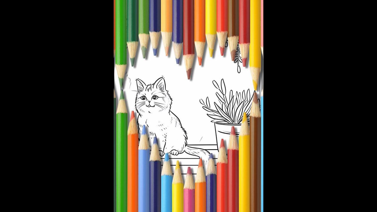 Simple Printable Coloring Pages for Child - Cats Themed
