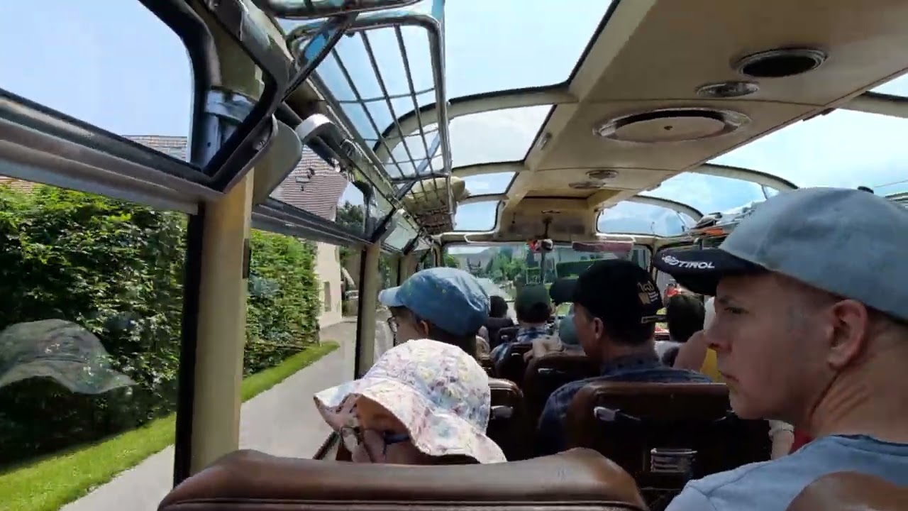 Mitfahrt mit dem Postauto Oldtimer Saurer 1.Teil/Innenraum und Fensterblick/Mit Kommentar