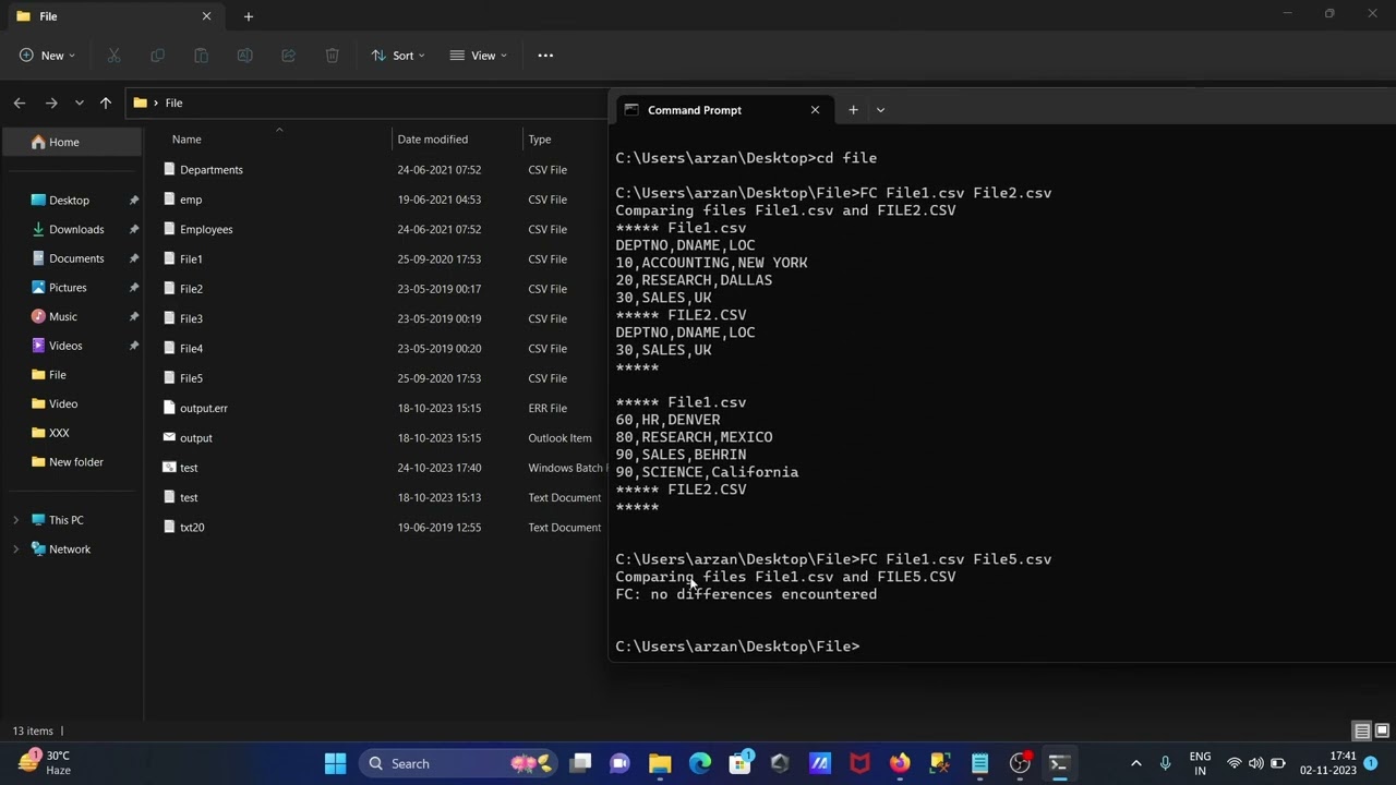 Windows equivalent of diff command