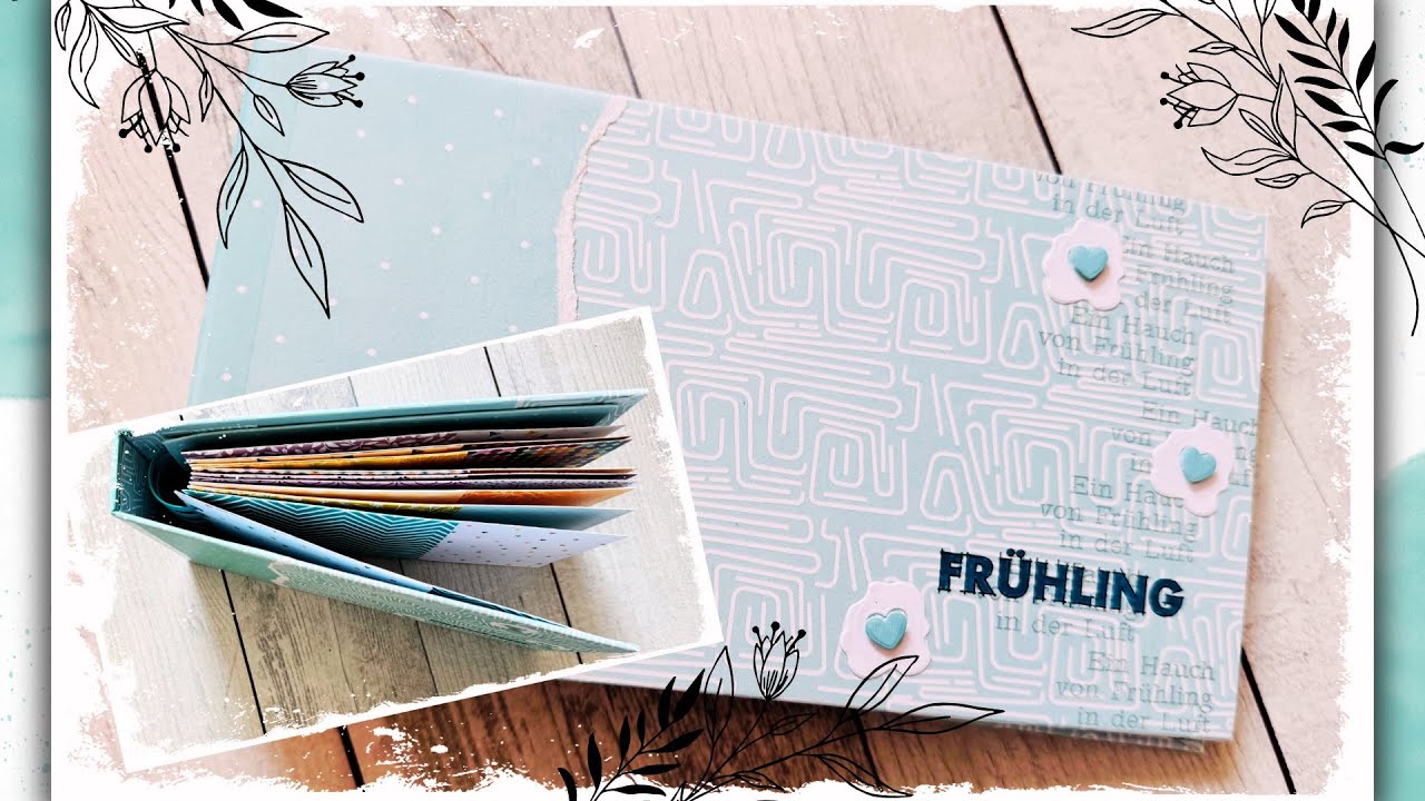 Mini Album Cinch Bindung, Scrapbook Album Frühling, versteckte Bindung, Fotoalbum, DIY