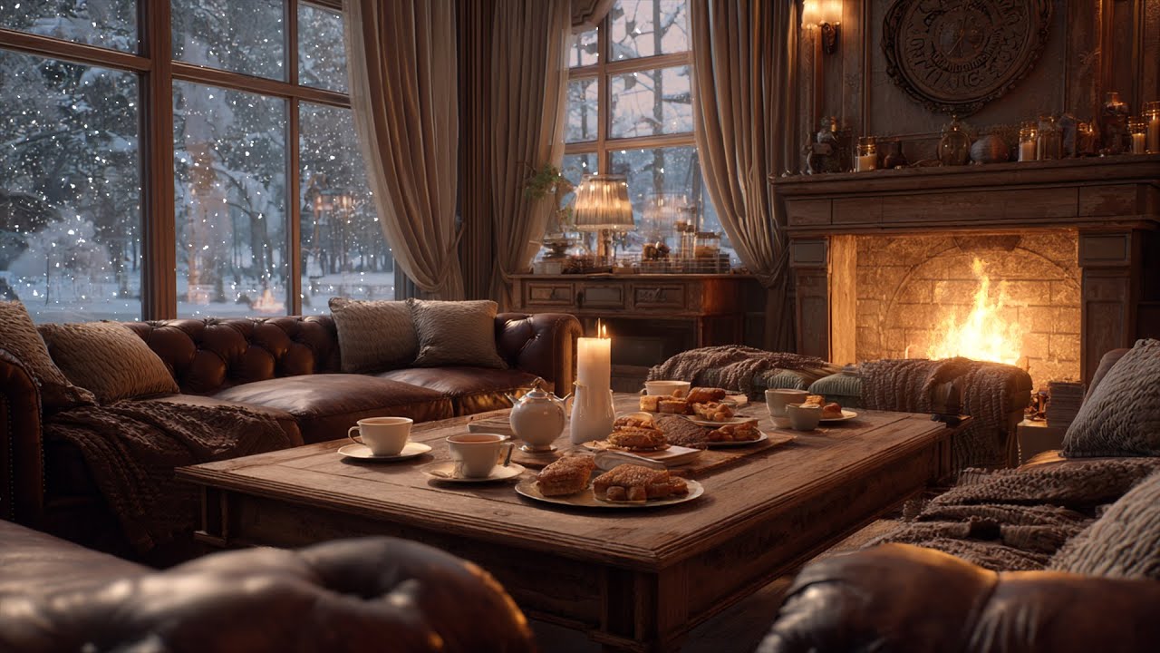 Winter Piano Retreat 🎹 Fireplace Sounds for Focus, Meditation and Peace Within