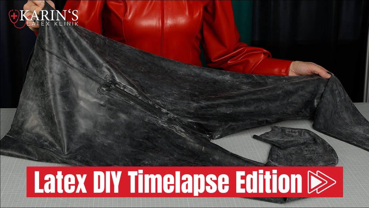 Eine Hose aus einem Latexcatsuit erstellen, Creating pants from a latex catsuit (Zeitraffer)