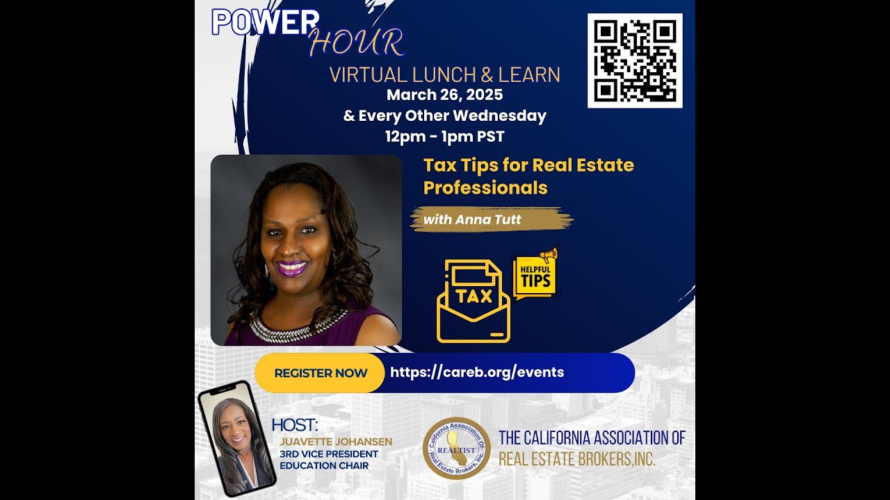 𝐂𝐀𝐑𝐄𝐁 𝐏𝐨𝐰𝐞𝐫 𝐇𝐨𝐮𝐫  𝐩𝐨𝐧 𝐝𝐞 𝐫𝐞𝐩𝐥𝐚𝐲 - Tax Tips for Real Estate Professionals