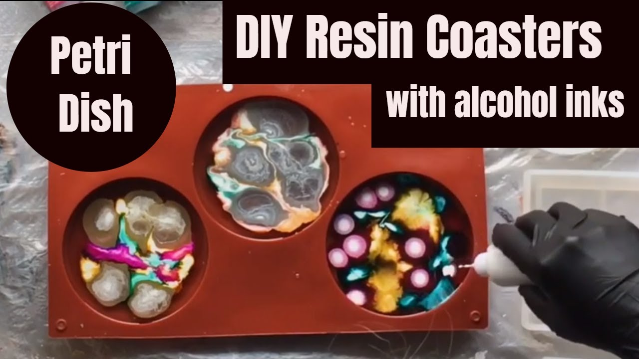 How to Make Coasters out of Resin and Alcohol Inks // Petri Dish Coasters DIY