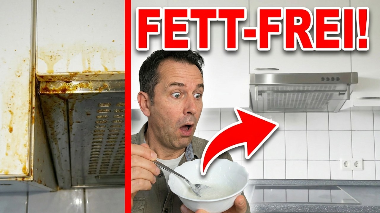 Fett von K&uuml;chenschr&auml;nken entfernen Vergilbte K&uuml;che reinigen -K&uuml;che verf&auml;rbt - sauber machen / putzen