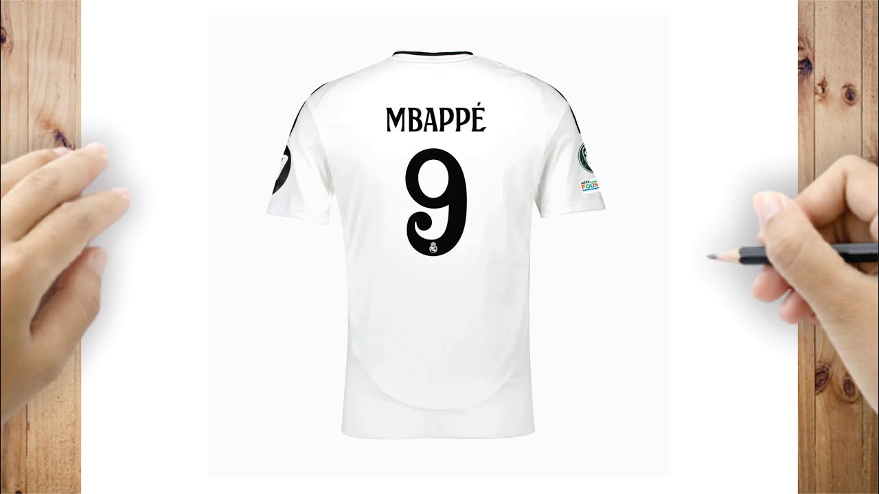Cum să desenezi tricoul lui Mbappé Real Madrid - Tutorial pas cu pas