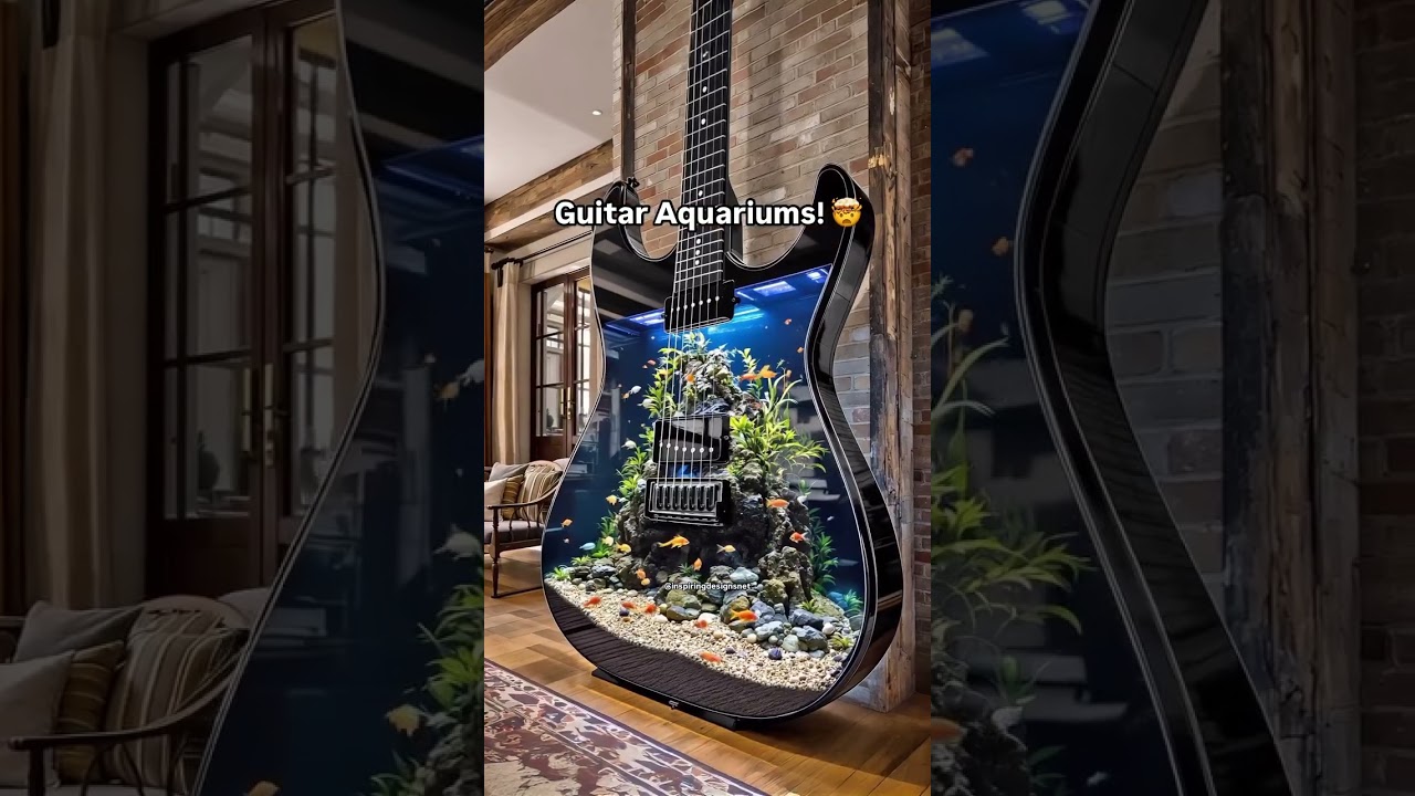 Guitar Aquarium Design Next-Level #aquarium #interiordesign #artisticinnovation @nevertoosmall