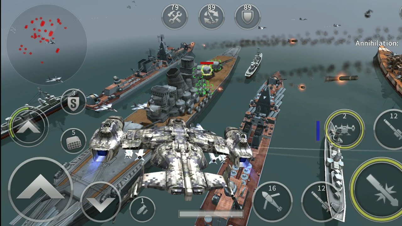 Gunship Battle: BEHEMOTH M aircraft in mission (gameplay).