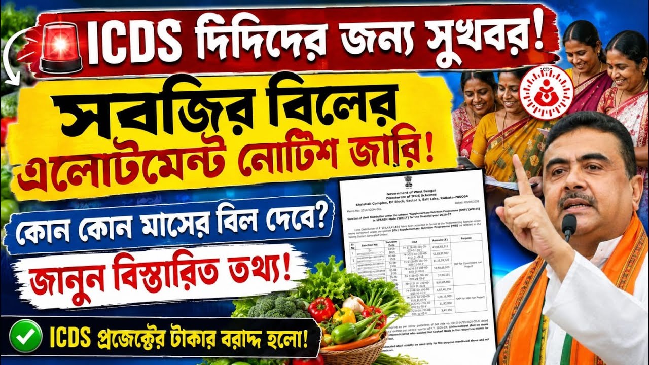 ICDS দিদিদের সবজির বিলের নোটিশ জারি করলো|WB ICDS News|ICDS News Today|Sobji Bill|Anganwadi News|