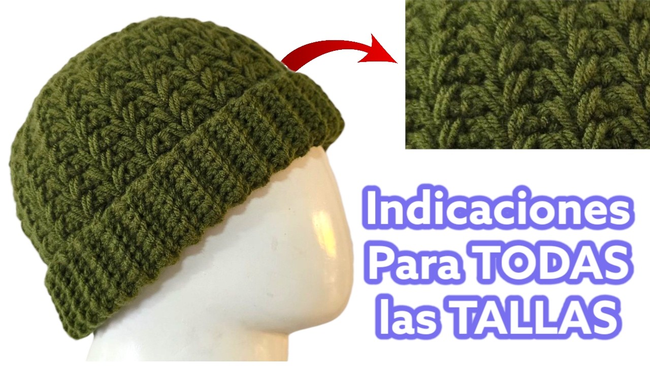 ✨ Tutorial en TODAS las TALLAS Gorros a crochet en Punto Relieve