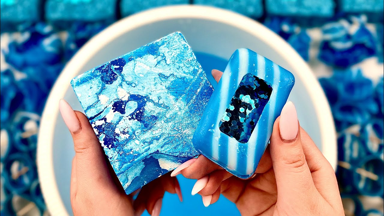 💦 Crushing gym chalk in water 💦 Soap boxes with glitter 💙 Oddly Satisfying video ASMR