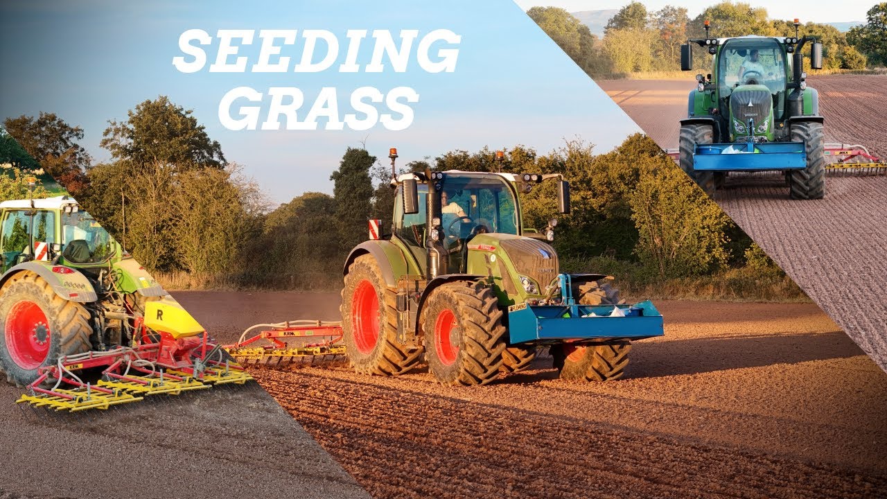 Seeding Grass - G&OD Thomas&son #farming #fendt724 #sunset