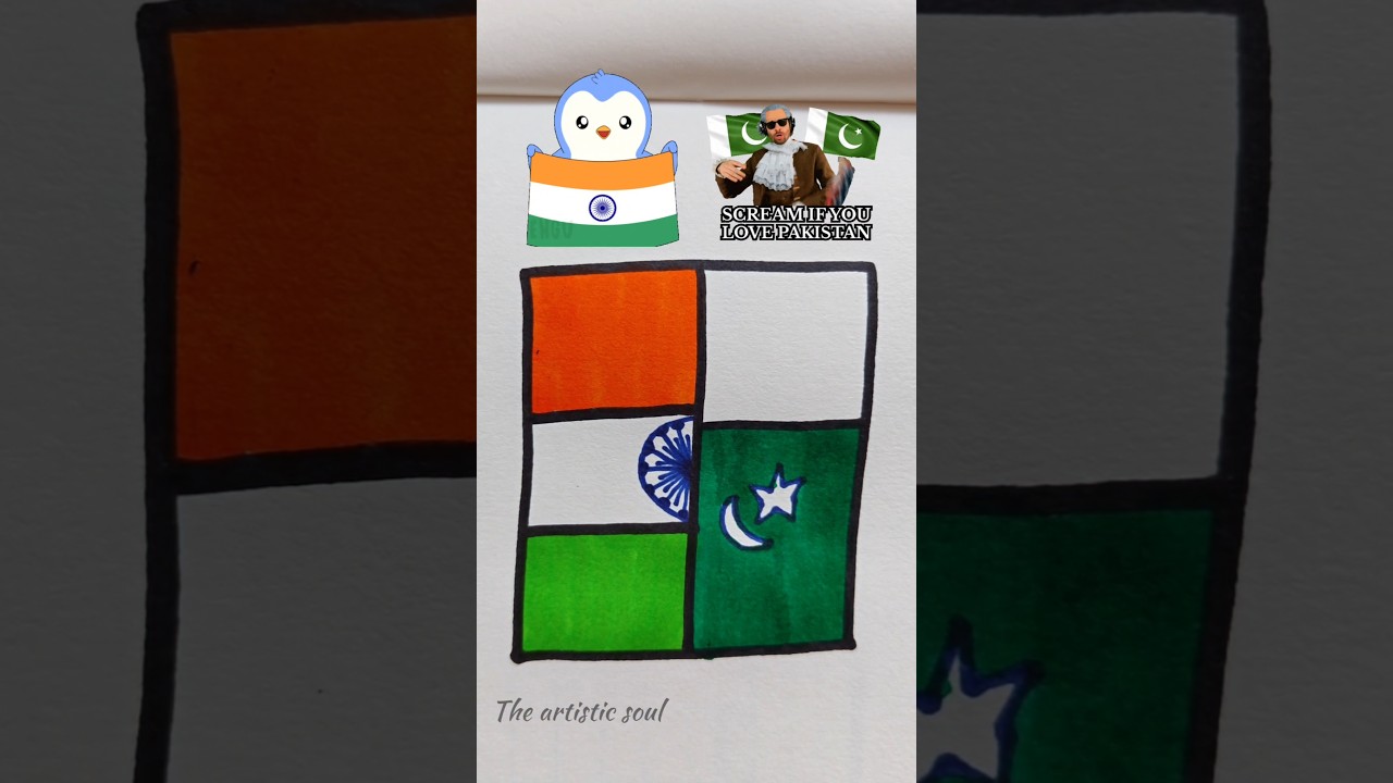India flag 🇮🇳 pakistan flag 🇵🇰 #india #pakistan #indianflag #viral #art #drawing #ytshorts #viral...