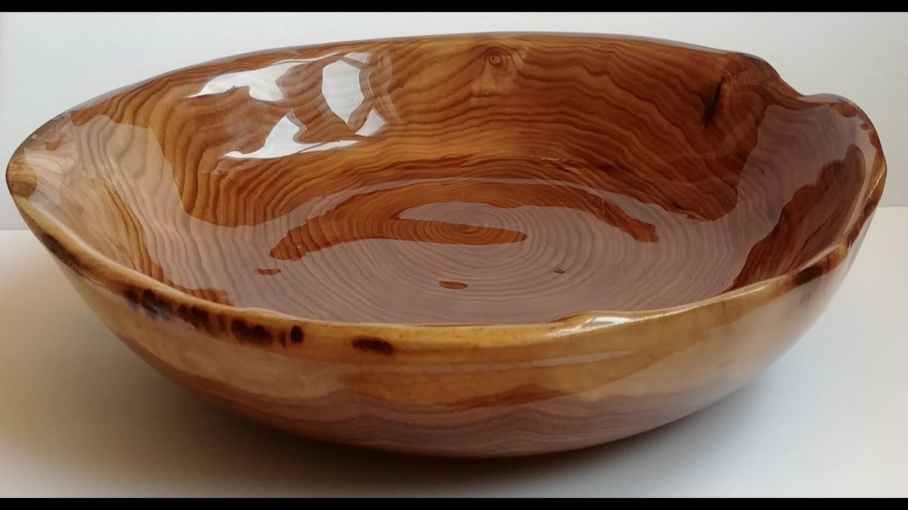 Turning a 12 inch, end grain bowl on a faceplate, and coating with epoxy resin