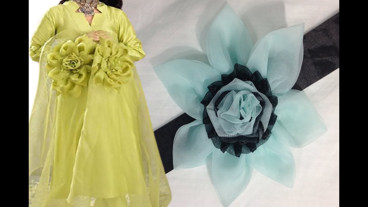 Organza flower Tutorial/How to make flower for dupatta/Stylish organza flower/Hand Made Flower