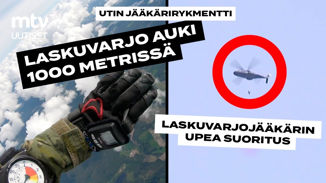Laskuvarjo auki 1000 metrissä – asemiin vain muutamassa minuutissa