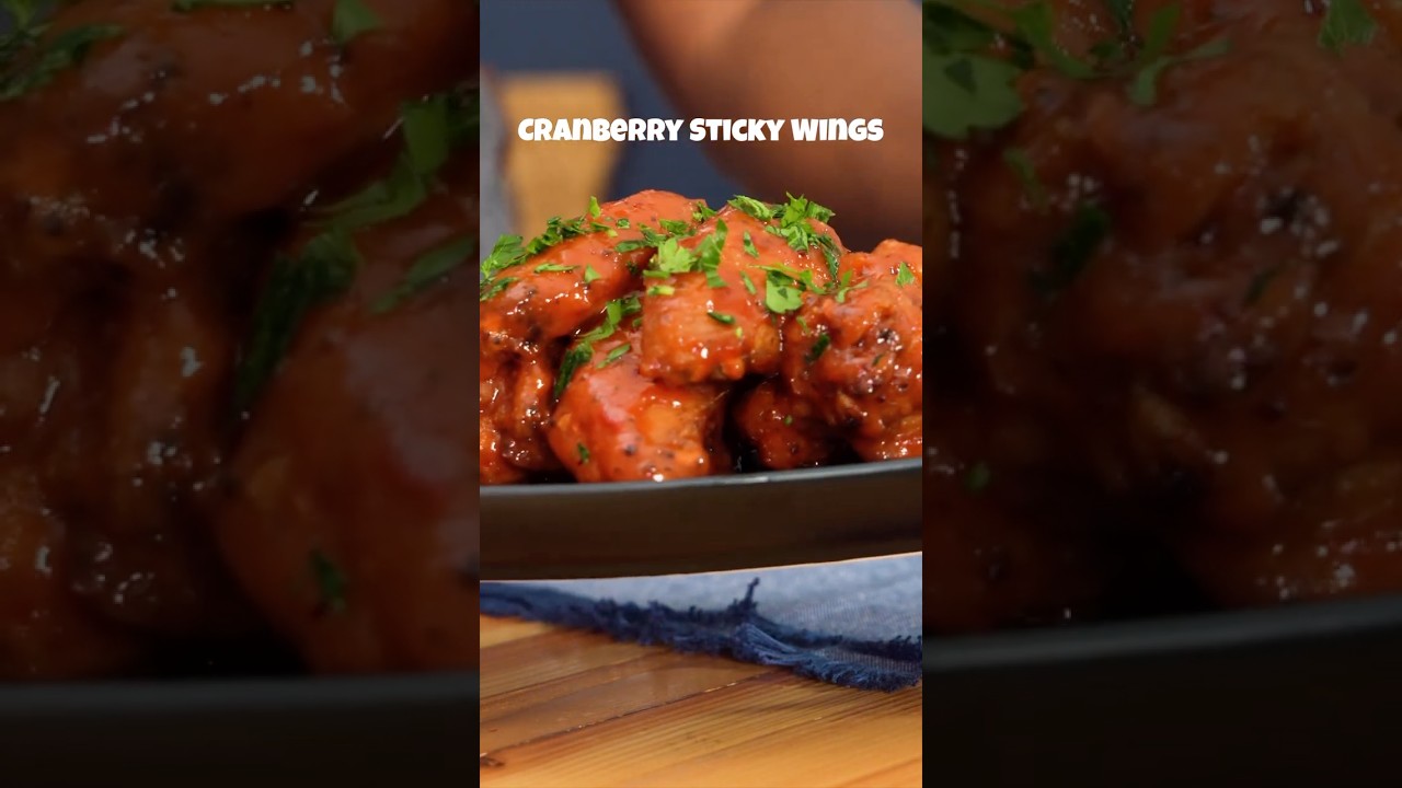 Cranberry Sticky Wings using leftover cranberry sauce ✨
