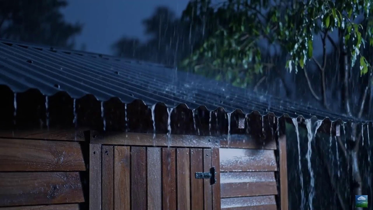Late Night Heavy Rain on Metal Roof with Gentle Thunder | Cozy ASMR for Deep Rest