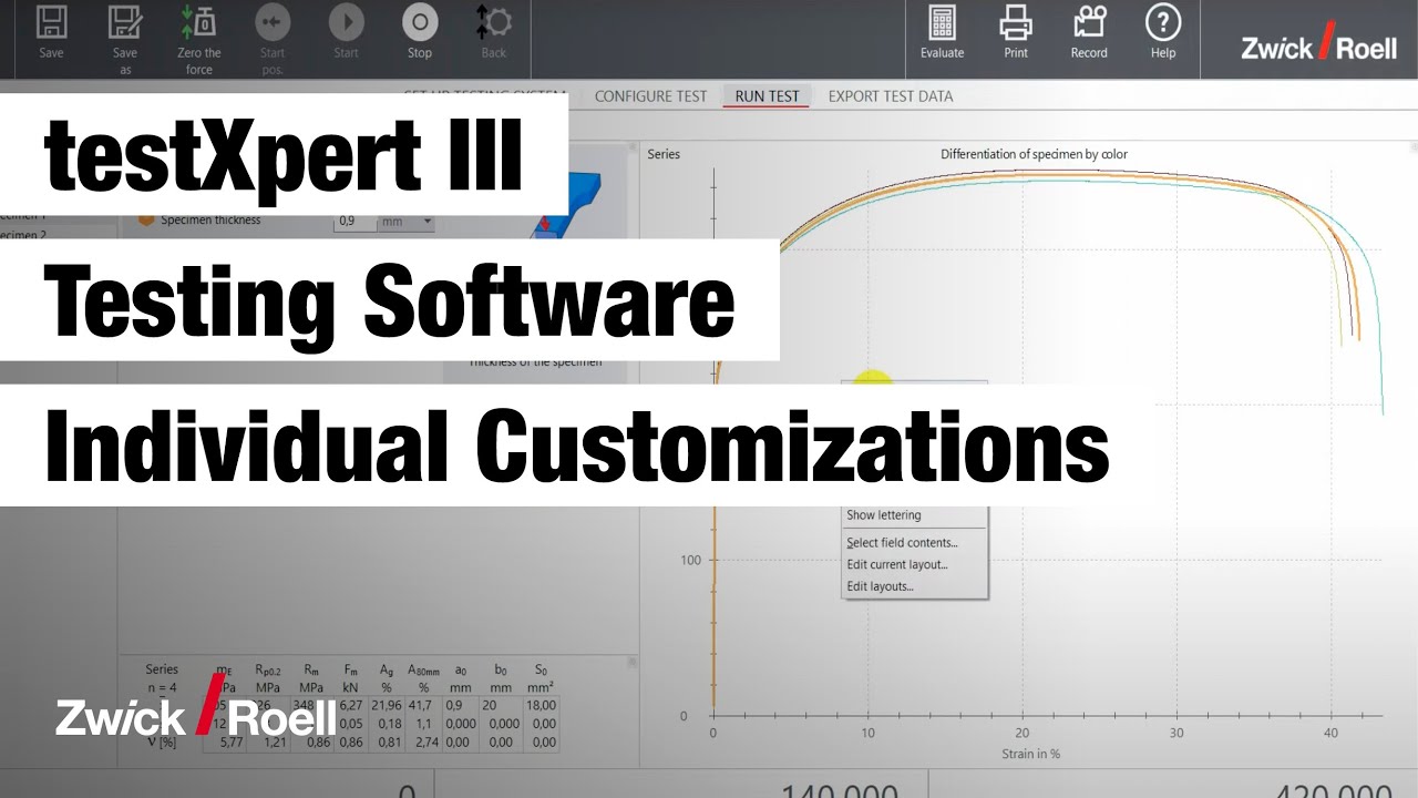 testXpert III Testing Software – individual customizations