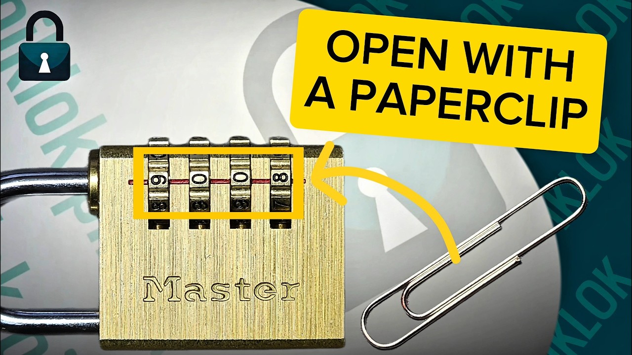 Combination Padlock Hack: Open with a paperclip! 🔒📎 #security #masterlock #lockpicking