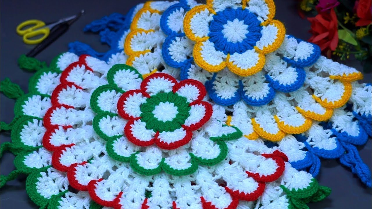 Beautiful🎀💗 Crochet Thalposh for Thal Decoration || Easy and Simple #creativesarita 
